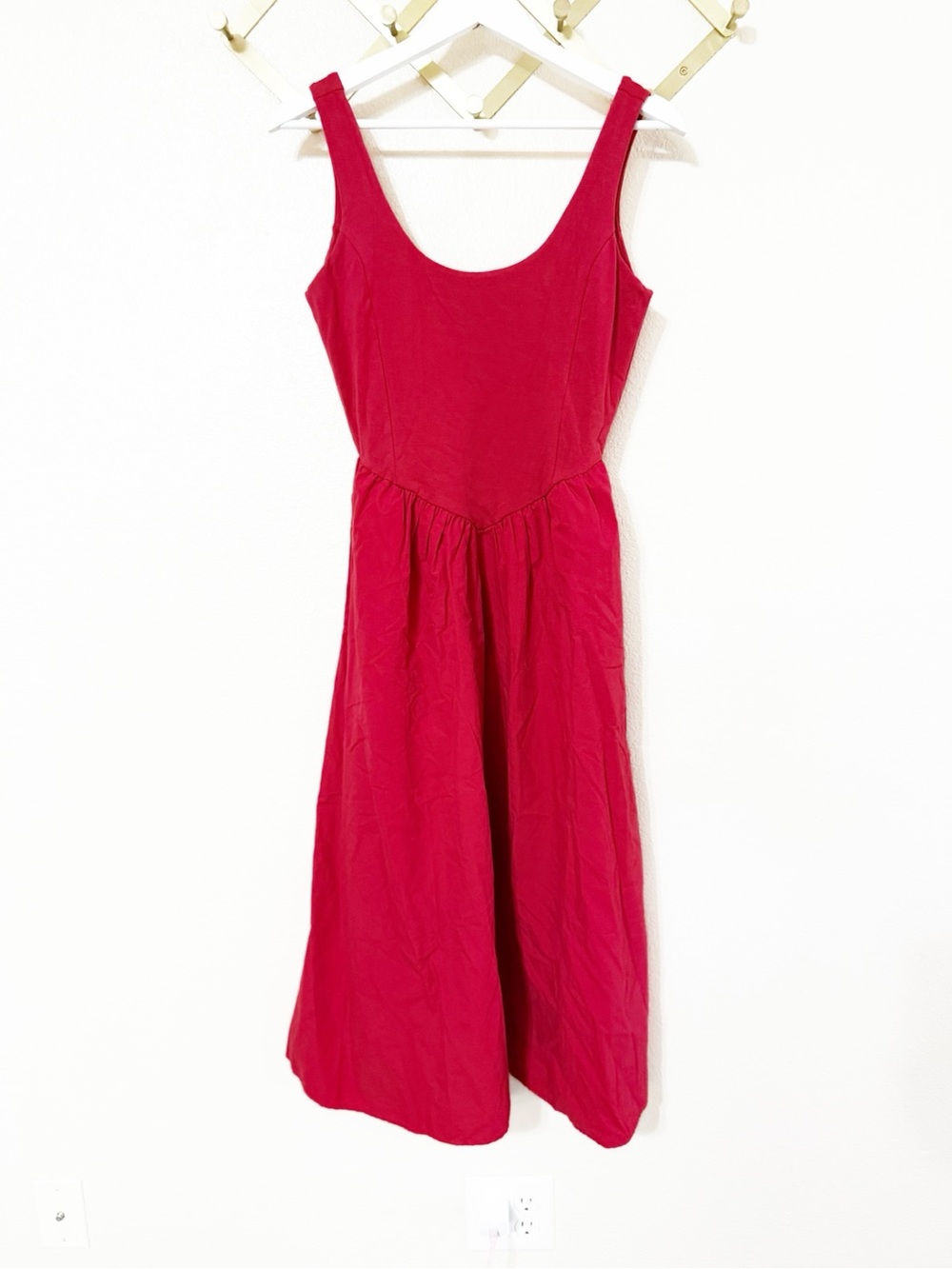 Nation Los Angeles Fiona Basque V Waist Midi Dress in Heartbeat Red Size M NEW - Picture 8 of 10